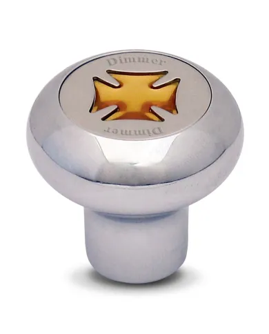 GG95512 - CR. ALUM. DASHBOARD KNOB W/ GOLD IRON CROSS & S.S. DIMMER