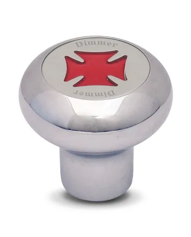 GG95515 - CR. ALUM. DASHBOARD KNOB W/ RED IRON CROSS & S.S. DIMMER