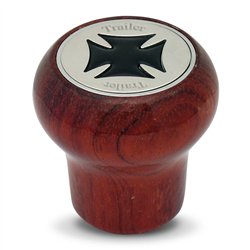 GG95580 - L. ROSEWOOD SCREW-IN  KNOB W/ BLACK IRON CROSS & SS TRACTOR