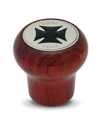 GG95580 - L. ROSEWOOD SCREW-IN  KNOB W/ BLACK IRON CROSS & SS TRACTOR