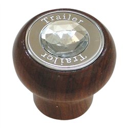 GG95912 - SCREW IN L. ROSEWOOD KNOB W/SS TRAILER PLATE & CLEAR JEWEL
