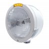 UP31707-Stainless Steel Bullet Half Moon Headlight H6024 Bulb & LED Turn Signal - Amber Lens