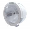 UP31708-Stainless Steel Bullet Half Moon Headlight H6024 Bulb & LED Turn Signal - Clear Lens