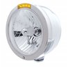 UP31713-Stainless Steel Bullet Half Moon Headlight Crystal H4 Bulb & LED Turn Signal - Amber Lens