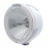 UP31726-Stainless Steel Classic Half Moon Headlight H4 Bulb & LED Turn Signal - Clear Lens