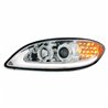 UP31175-Chrome Projection Headlight With LED Turn Signal & Light Bar For 2006-2017 International Prostar - Driver