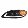 UP31177-Black Projection Headlight With LED Turn Signal & Light Bar For 2006-2017 International Prostar - Driver