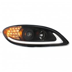 UP31178-Black Projection Headlight With LED Turn Signal & Light Bar For 2006-2017 International Prostar - Passenger