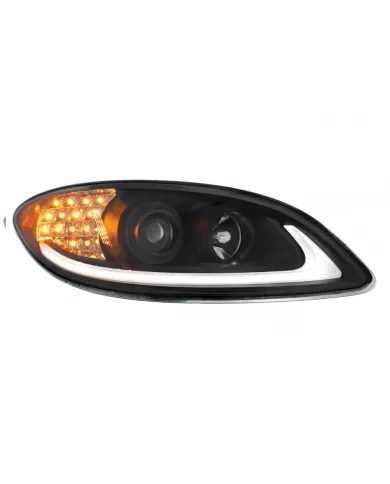 UP31178-Black Projection Headlight With LED Turn Signal & Light Bar For 2006-2017 International Prostar - Passenger