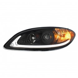 UP31183-Black Projection Headlight With LED Light Bar For 2006-2017 International Prostar - Driver