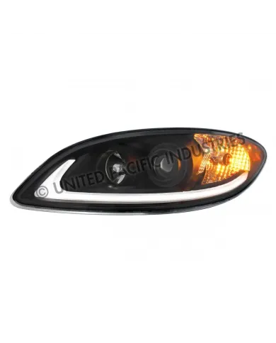 UP31183-Black Projection Headlight With LED Light Bar For 2006-2017 International Prostar - Driver