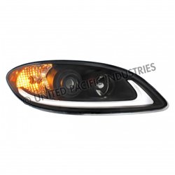 UP31184-Black Projection Headlight With LED Light Bar For 2006-2017 International Prostar - Passenger
