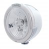 UP31729-Stainless Steel Classic Half Moon Headlight Crystal H4 Bulb & LED Turn Signal - Clear Lens