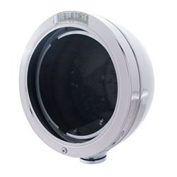UP31732-Stainless Steel Bullet Classic Headlight No Bulb With LED Turn Signal - Clear Lens