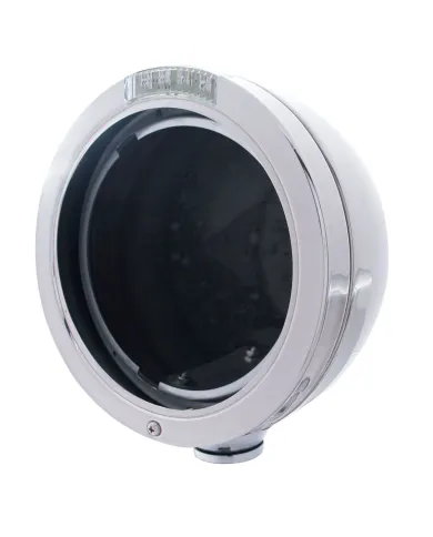 UP31732-Stainless Steel Bullet Classic Headlight No Bulb With LED Turn Signal - Clear Lens