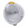 UP31734-Stainless Steel Bullet Classic Headlight 6014 Bulb & LED Turn Signal - Amber Lens