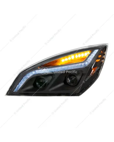 UP35821-Black LED Projection Headlight With LED Position Light For 2018-2024 Freightliner Cascadia - Driver