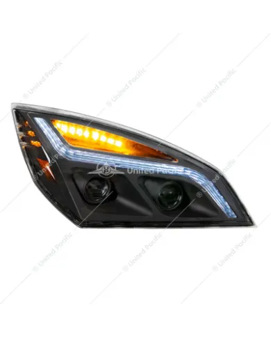 UP35822-Black LED Projection Headlight With LED Position Light For 2018-2024 Freightliner Cascadia- Passenger