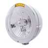 UP31743-Stainless Steel Bullet Classic Headlight Crystal H4 Bulb & LED Turn Signal - Amber Lens