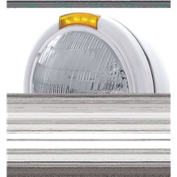 UP31749-Stainless Steel Classic Headlight 6014 Bulb & LED Turn Signal - Amber Lens