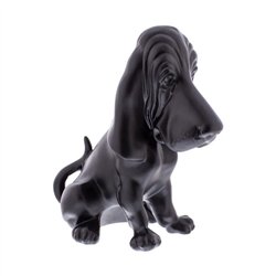 UP72053-Die-Cast Bassett Hound Hood Ornament - Matte Black