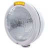 UP31767-Chrome Classic Headlight H6024 Bulb & LED Turn Signal - Amber Lens