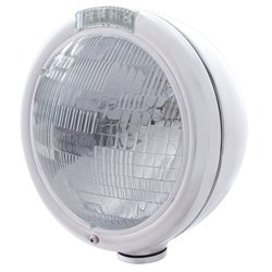 UP31768-Chrome Classic Headlight H6024 Bulb & LED Turn Signal - Clear Lens