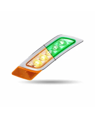 TXTLED-P300AG - PETERBILT 579/567/587 DRIVER FENDER MARKER LIGHT-DUAL REVOLUTION AMBER/GREEN LED 