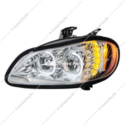 UP35729-Chrome LED Projection Headlight Assembly For 2003-2024 Freightliner M2- Driver