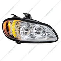 UP35730-Chrome LED Projection Headlight Assembly For 2003-2024 Freightliner M2- Passenger