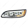 UP35841-Chrome Quad-LED Headlight With LED DRL & Seq. Signal For 2005-2015 Peterbilt 386- Driver
