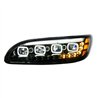 UP35843-Black Quad-LED Headlight With LED DRL & Seq. Signal For 2005-2015 Peterbilt 386- Driver