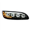 UP35844-Black Quad-LED Headlight With LED DRL & Seq. Signal For 2005-2015 Peterbilt 386- Passenger