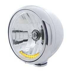 UP32034-Stainless Steel Guide 682-C Style Headlight H4 Bulb With 10 Amber LED