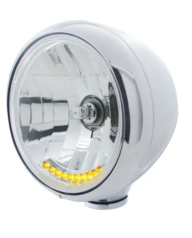 UP32034-Stainless Steel Guide 682-C Style Headlight H4 Bulb With 10 Amber LED