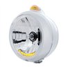 UP32036-Stainless Steel Guide 682-C Headlight H4 With 6 Amber LED & Dual Mode LED Signal-Amber Lens