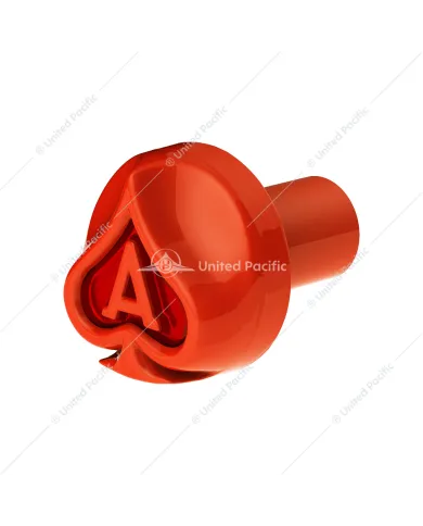 UP71037-Ace Of Spades Air Valve Knob - Cadmium Orange With Gloss Red Inlay
