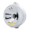 UP32037-Stainless Steel Guide 682-C Headlight H4 With 6 Amber LED & Dual Mode LED Signal-Clear Lens