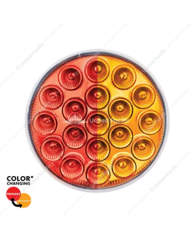 UP35946-19 LED 4" Round Double Fury Light (Stop & Turn) - Red & Amber LED/Clear Lens