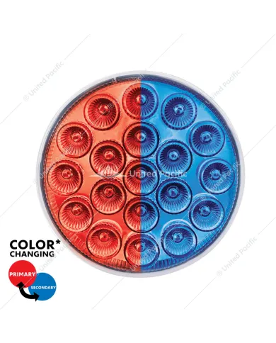 UP35947-19 LED 4" Round Double Fury Light (Stop & Turn) - Red & Blue LED/Clear Lens
