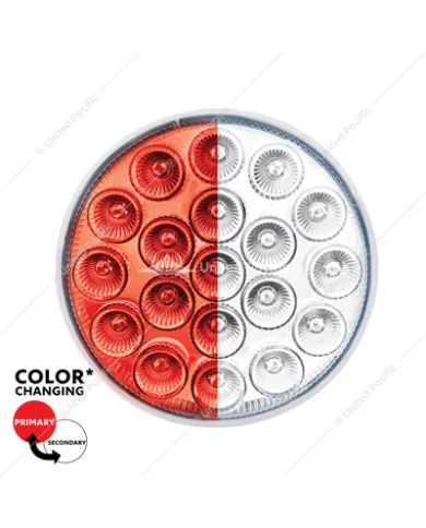 UP35950-19 LED 4" Round Double Fury Light (Stop & Turn) - Red & White LED/Clear Lens