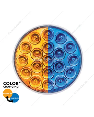 UP35951-19 LED 4" Round Double Fury Light (Turn Signal) - Amber & Blue LED/Clear Lens