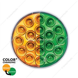 UP35952-19 LED 4" Round Double Fury Light (Turn Signal) - Amber & Green LED/Clear Lens