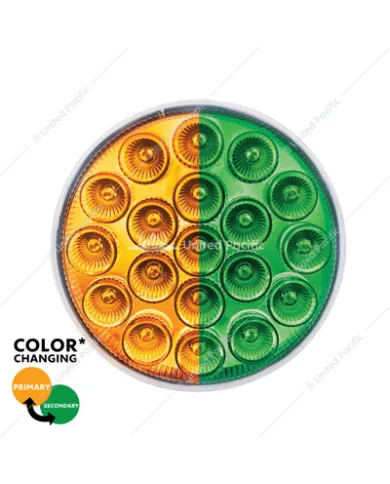 UP35952-19 LED 4" Round Double Fury Light (Turn Signal) - Amber & Green LED/Clear Lens