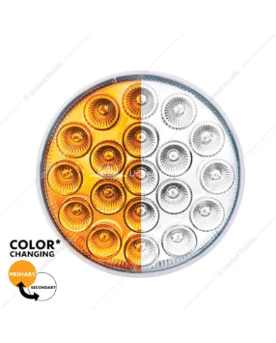 UP35954-19 LED 4" Round Double Fury Light  (Turn Signal) - Amber & White LED/Clear Lens
