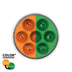 UP35938-7 LED 2" Round Double Fury Light (Clearance/Marker) - Amber & Green LED/Clear Lens