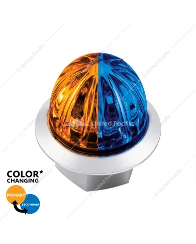 UP39231-4 LED 1-1/8" Watermelon Double Fury Light With Clear Lens (Clearance/Marker) - Amber & Blue LED