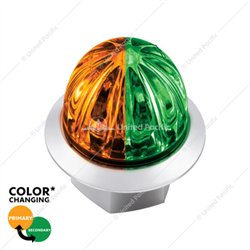 UP39232-4 LED 1-1/8" Watermelon Double Fury Light With Clear Lens (Clearance/Marker) - Amber & Green LED