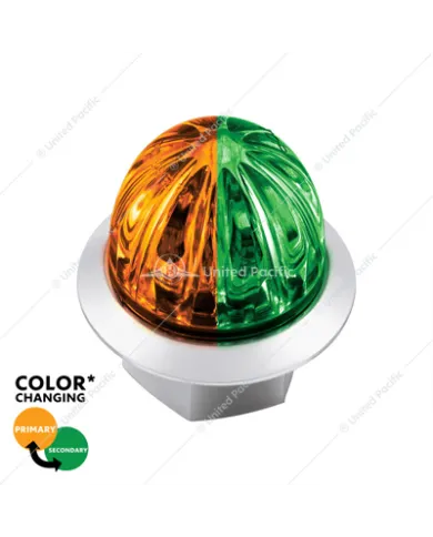 UP39232-4 LED 1-1/8" Watermelon Double Fury Light With Clear Lens (Clearance/Marker) - Amber & Green LED