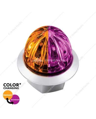UP39233-4 LED 1-1/8" Watermelon Double Fury Light With Clear Lens (Clearance/Marker) - Amber & Purple LED